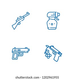 Collection of 4 trigger outline icons include icons such as gun, spray bottle