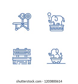 Collection of 4 trunk outline icons include icons such as bench