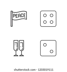 Collection of 4 two outline icons include icons such as peace, champagne glass