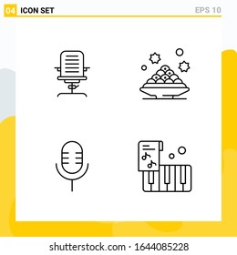 Collection of 4 Universal Line Icons. Icon Set for Web and Mobile.