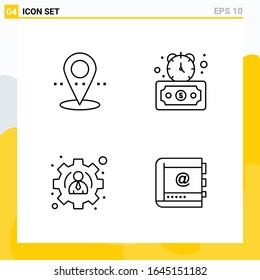 Collection of 4 Universal Line Icons. Icon Set for Web and Mobile.