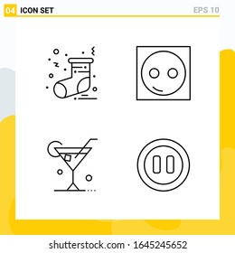Collection of 4 Universal Line Icons. Icon Set for Web and Mobile.