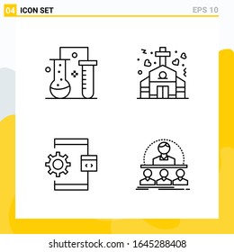 Collection of 4 Universal Line Icons. Icon Set for Web and Mobile.