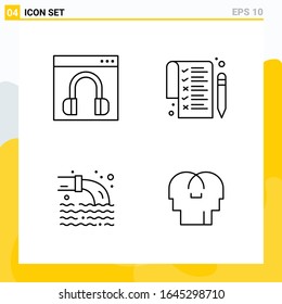 Collection of 4 Universal Line Icons. Icon Set for Web and Mobile.