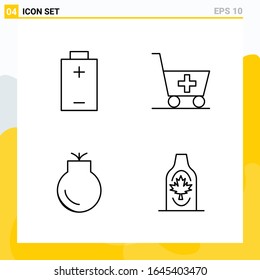 Collection of 4 Universal Line Icons. Icon Set for Web and Mobile.