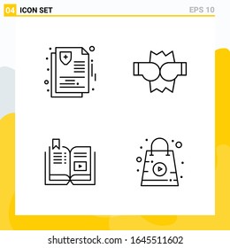 Collection of 4 Universal Line Icons. Icon Set for Web and Mobile.