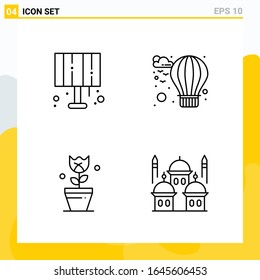 Colección de 4 iconos de línea universal. Conjunto de iconos para Web y Mobile.