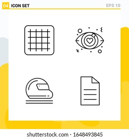 Colección de 4 iconos de línea universal. Conjunto de iconos para Web y Mobile.