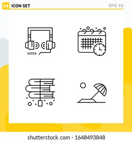 Collection of 4 Universal Line Icons. Icon Set for Web and Mobile.