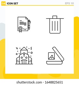 Collection of 4 Universal Line Icons. Icon Set for Web and Mobile.