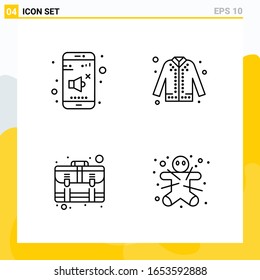 Collection of 4 Universal Line Icons. Icon Set for Web and Mobile.