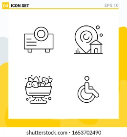 Colección de 4 iconos de línea universal. Conjunto de iconos para Web y Mobile.