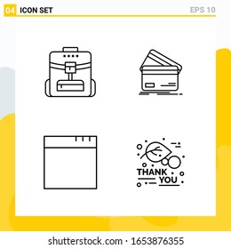 Collection of 4 Universal Line Icons. Icon Set for Web and Mobile.