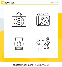 Collection of 4 Universal Line Icons. Icon Set for Web and Mobile.