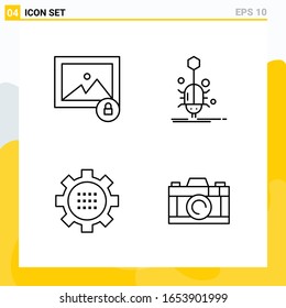 Collection of 4 Universal Line Icons. Icon Set for Web and Mobile.