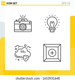 Collection of 4 Universal Line Icons. Icon Set for Web and Mobile.