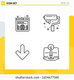 Collection of 4 Universal Line Icons. Icon Set for Web and Mobile.
