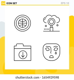 Colección de 4 iconos de línea universal. Conjunto de iconos para Web y Mobile.