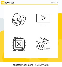 Collection of 4 Universal Line Icons. Icon Set for Web and Mobile.