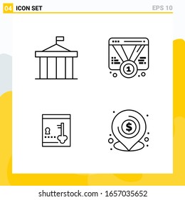 Collection of 4 Universal Line Icons. Icon Set for Web and Mobile.