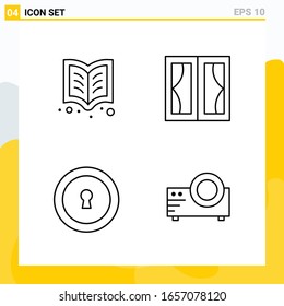 Collection of 4 Universal Line Icons. Icon Set for Web and Mobile.