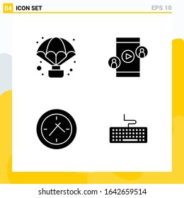 Collection of 4 Universal Solid Icons. Icon Set for Web and Mobile.