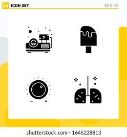 Collection of 4 Universal Solid Icons. Icon Set for Web and Mobile.