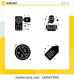Collection of 4 Universal Solid Icons. Icon Set for Web and Mobile.