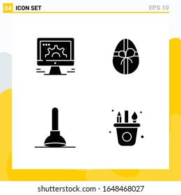 Collection of 4 Universal Solid Icons. Icon Set for Web and Mobile.