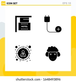 Collection of 4 Universal Solid Icons. Icon Set for Web and Mobile.