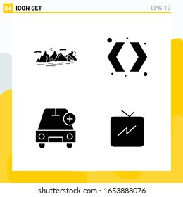 Collection of 4 Universal Solid Icons. Icon Set for Web and Mobile.