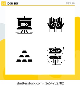 Collection of 4 Universal Solid Icons. Icon Set for Web and Mobile.