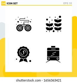 Collection of 4 Universal Solid Icons. Icon Set for Web and Mobile.