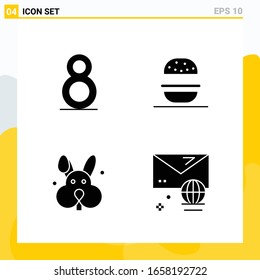 Collection of 4 Universal Solid Icons. Icon Set for Web and Mobile.