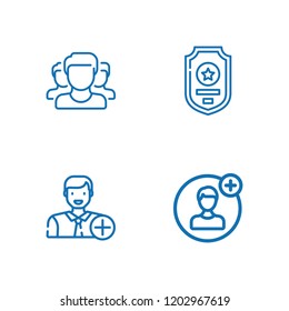 Collection of 4 user outline icons include icons such as user, badge, command