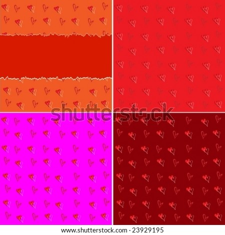 Collection of 4 valentine tile backgrounds with hearts