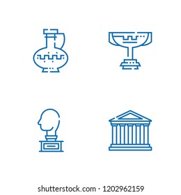 Collection of 4 vase outline icons include icons such as sculpture, parthenon