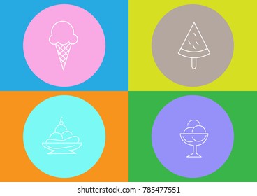 Collection of 4 vector ice cream illustrations isolated