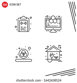 Collection of 4 Vector Icons in Line style. Pixle Perfect Outline Symbols for Web and Mobile. Line Icon Signs on White Background. 4 Icons.
