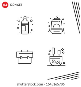 Colección de 4 iconos vectoriales en estilo de línea. Símbolos de esquema perfecto para Web y Mobile. Señales de icono de línea en fondo blanco. 4 Iconos.