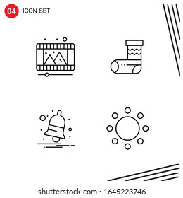 Collection of 4 Vector Icons in Line style. Pixle Perfect Outline Symbols for Web and Mobile. Line Icon Signs on White Background. 4 Icons.