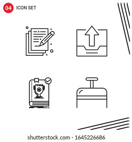 Colección de 4 iconos vectoriales en estilo de línea. Símbolos de esquema perfecto para Web y Mobile. Señales de icono de línea en fondo blanco. 4 Iconos.