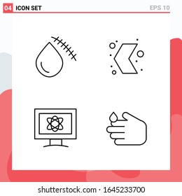 Collection of 4 Vector Icons in Line style. Modern Outline Symbols for Web and Mobile. Line Icon Sign Isolated on White Background. 4 Icons.