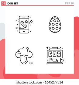 Collection of 4 Vector Icons in Line style. Modern Outline Symbols for Web and Mobile. Line Icon Sign Isolated on White Background. 4 Icons.