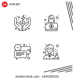 Collection of 4 Vector Icons in Line style. Pixle Perfect Outline Symbols for Web and Mobile. Line Icon Signs on White Background. 4 Icons.