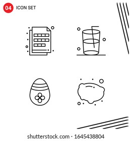 Collection of 4 Vector Icons in Line style. Pixle Perfect Outline Symbols for Web and Mobile. Line Icon Signs on White Background. 4 Icons.