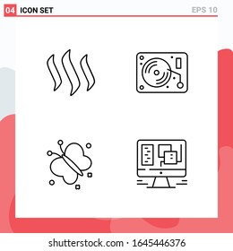 Collection of 4 Vector Icons in Line style. Modern Outline Symbols for Web and Mobile. Line Icon Sign Isolated on White Background. 4 Icons.