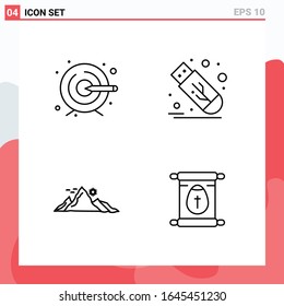 Kollektion von 4 Vektorsymbol im Line-Stil. Moderne Symbole für Web und Mobile. Zeilensymbol einzeln auf weißem Hintergrund. 4 Symbole.