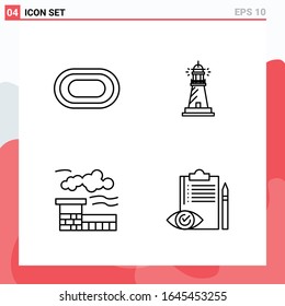 Colección de 4 iconos vectoriales en estilo de línea. Símbolos de esquema modernos para web y móvil. Signo de icono de línea aislado en fondo blanco. 4 Iconos.
