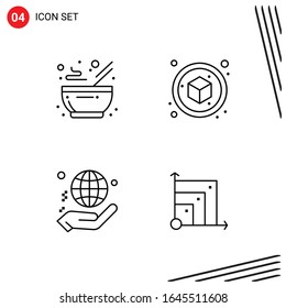 Collection of 4 Vector Icons in Line style. Pixle Perfect Outline Symbols for Web and Mobile. Line Icon Signs on White Background. 4 Icons.